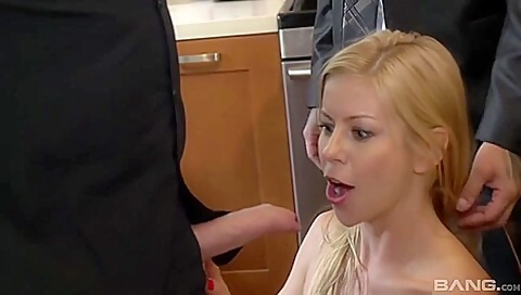 Alexis Fawx Cums On Her Studs Dick While Another Dude Watches