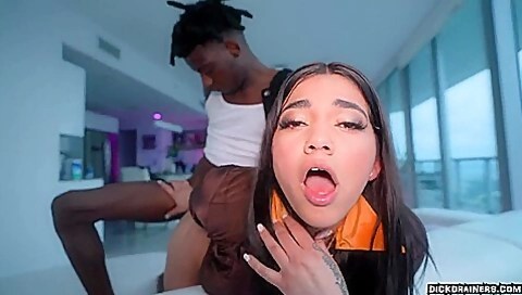 Monster 12 Inch Bbc Delivery To Her Throat & Pussy