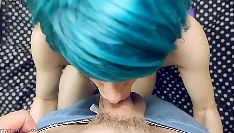 Yammy Blue-haired Vixen Deepthroat Tryouts